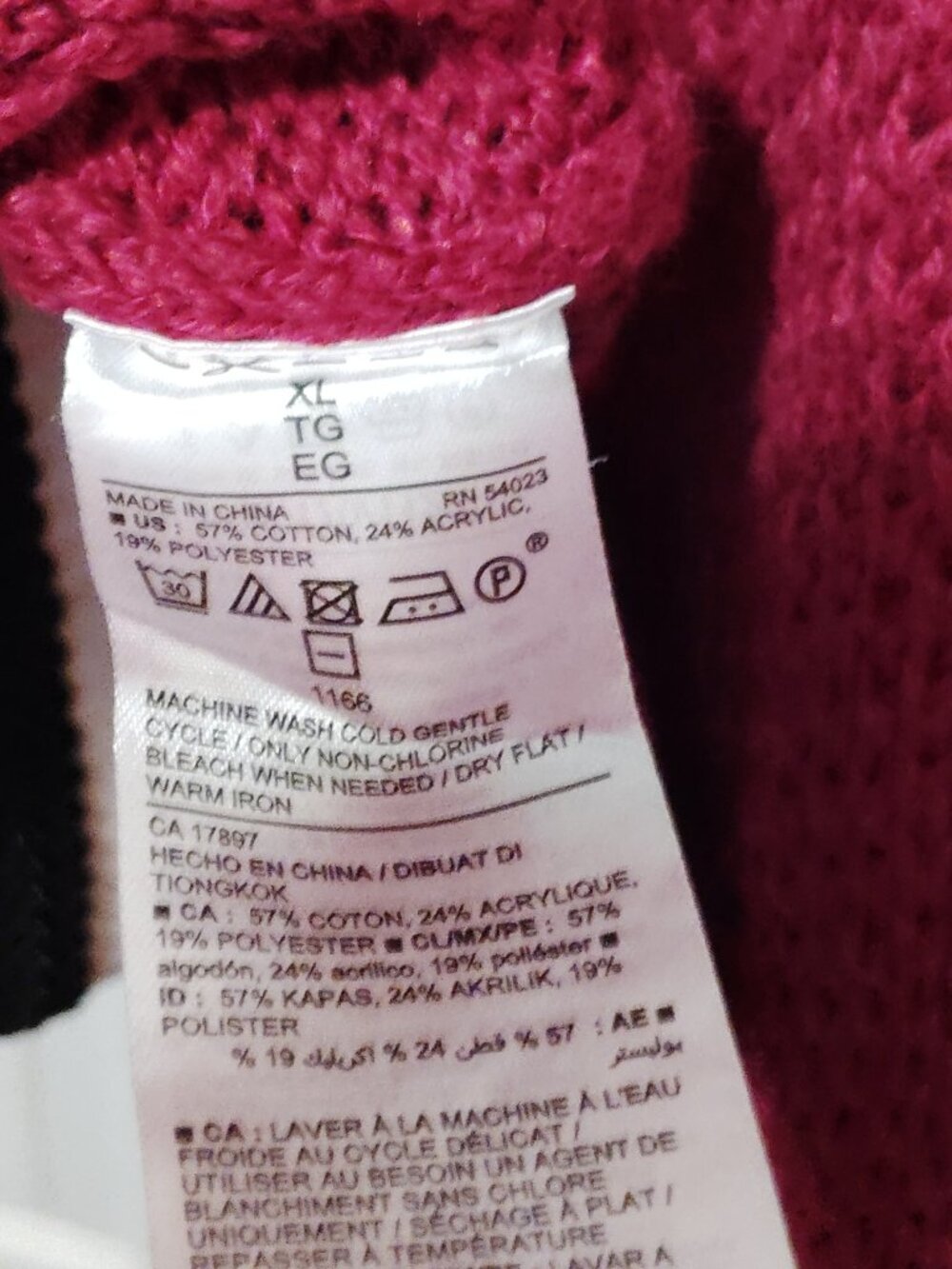 Old Navy Women's Burgundy Textured Knit Crewneck Long Sleeve Sweater Size Xl - Picture 6 of 6
